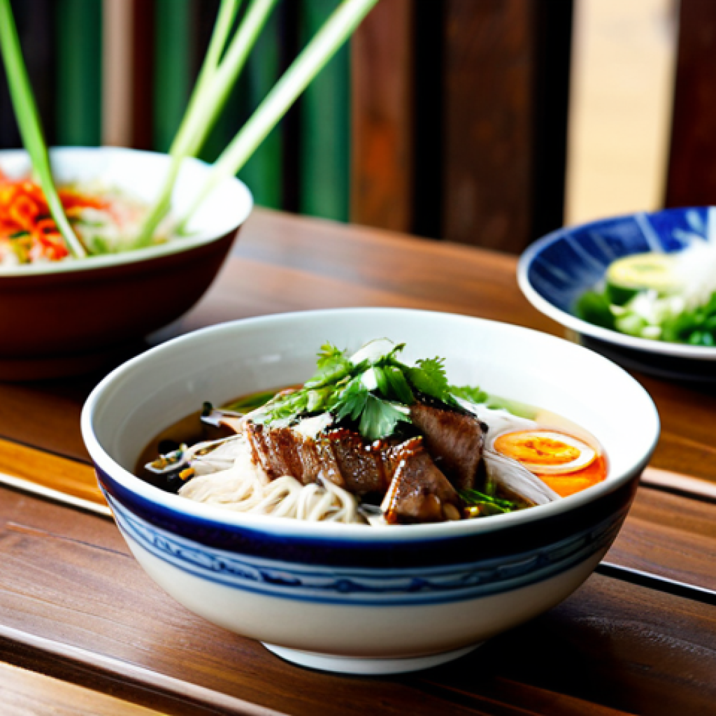 전통 조미료로 만드는 글루텐 프리 요리 - Gluten-Free Vietnamese Noodles**
"A vibrant bowl of Bun Cha, a popular Vietnamese dish with rice no...