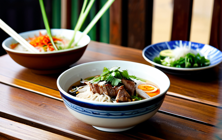 전통 조미료로 만드는 글루텐 프리 요리 - Gluten-Free Vietnamese Noodles**
"A vibrant bowl of Bun Cha, a popular Vietnamese dish with rice no...