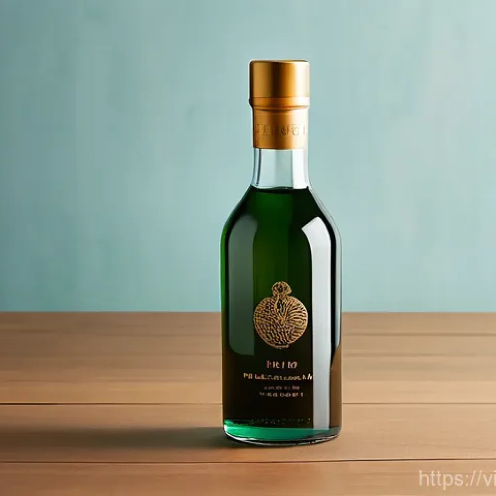 전통 조미료의 포장 및 디자인 트렌드 - **"An elegant, modern glass bottle of premium Vietnamese fish sauce, standing prominently on a clean...