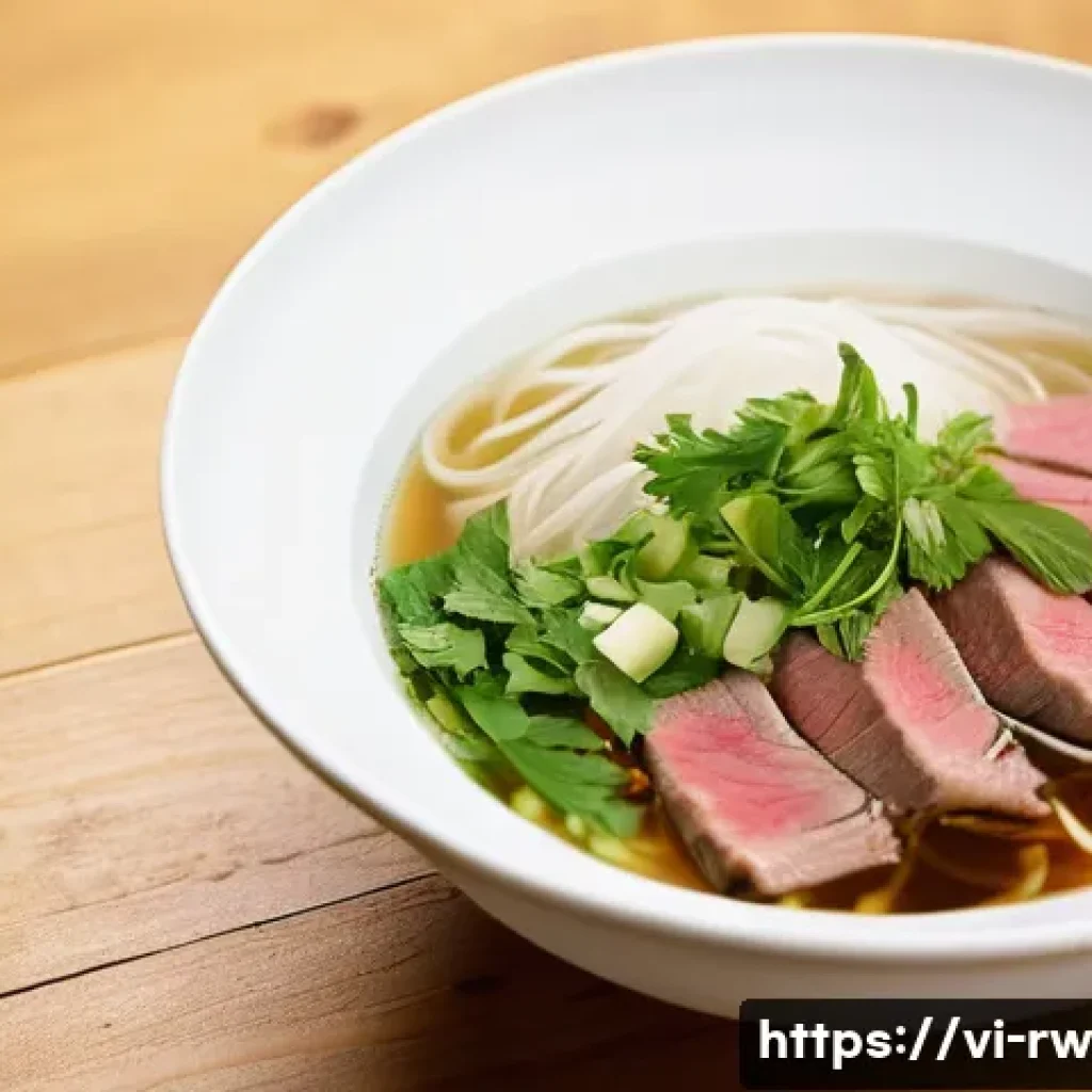전통 조미료의 지역별 인기 요리 - **Northern Vietnamese Phở Hà Nội (Elegant and Aromatic)**
"A close-up, top-down shot of a steami...
