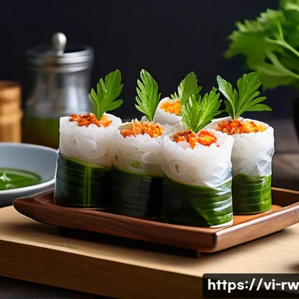 전통 조미료와 퓨전 요리의 만남 - A vibrant Vietnamese fusion dining scene featuring a modern table setting with traditional Vietnames...
